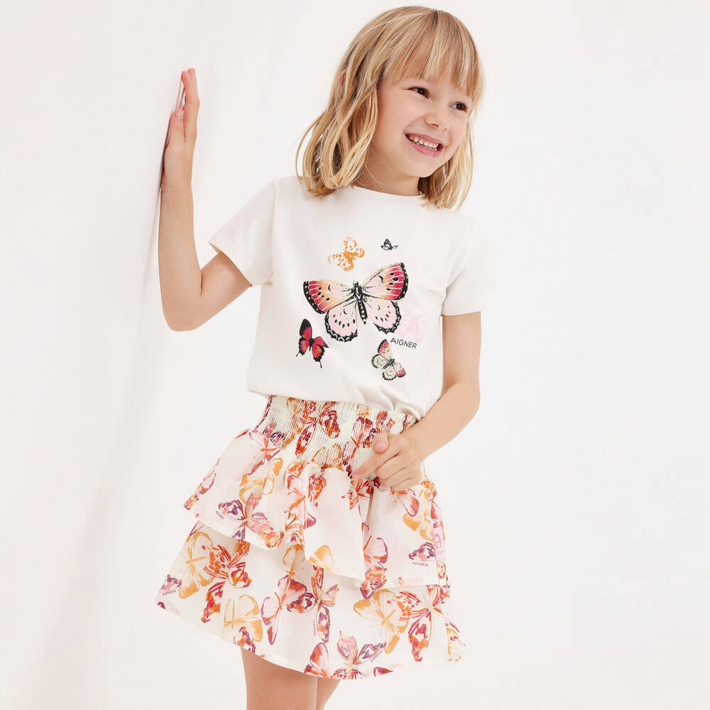 AIGNER-Юбка с принтом бабочек розовая | Childrensalon Outlet