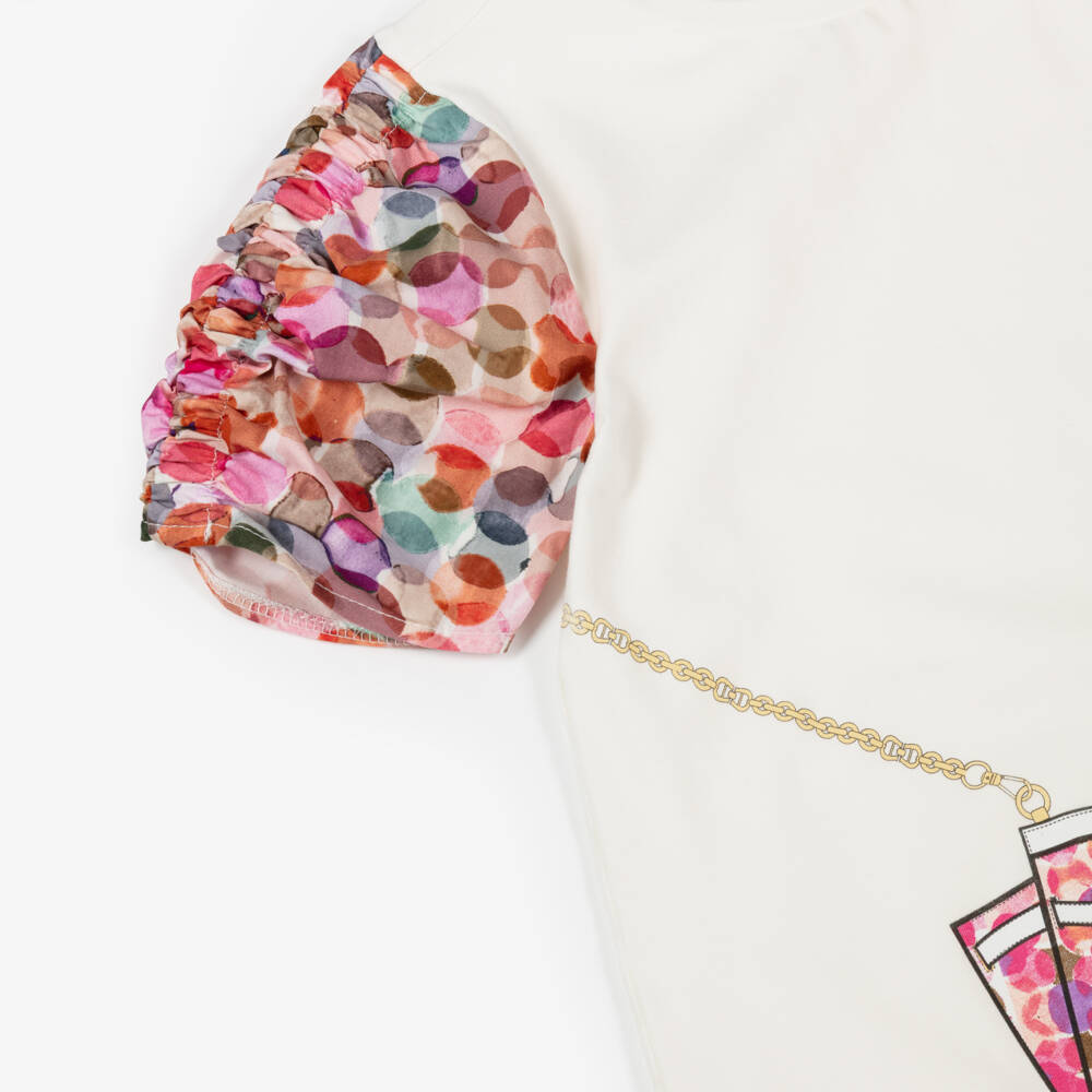 AIGNER-Girls Ivory & Pink Cotton Crossbody Bag Dress | Childrensalon Outlet