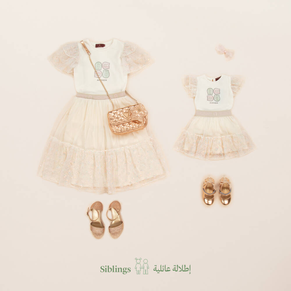 AIGNER-Girls' Ivory Ruffle Sleeve Tee | Childrensalon Outlet