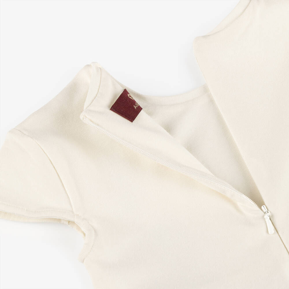 AIGNER-Girls Ivory & Silver Skirted Dress | Childrensalon Outlet
