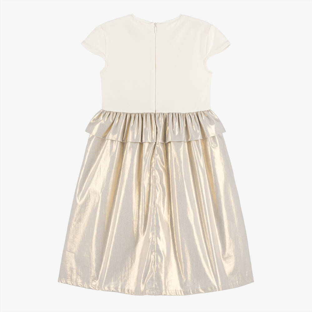 AIGNER-Girls Ivory & Silver Skirted Dress | Childrensalon Outlet