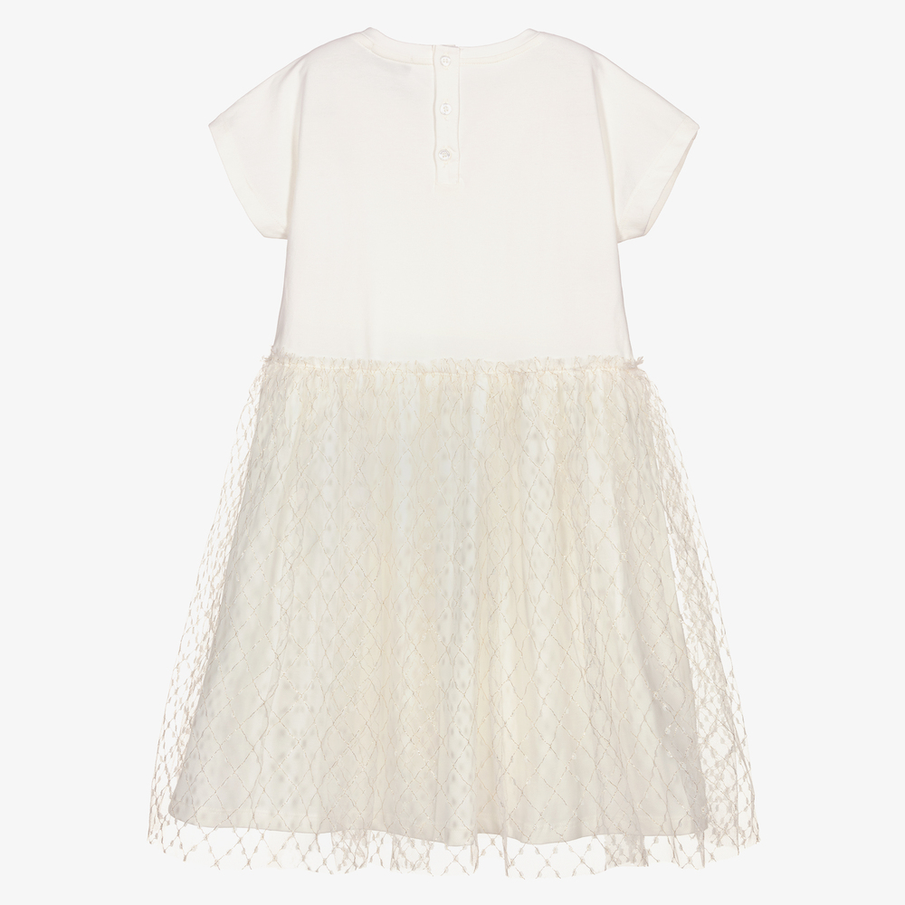 AIGNER-Girls Ivory Tulle Logo Dress | Childrensalon Outlet
