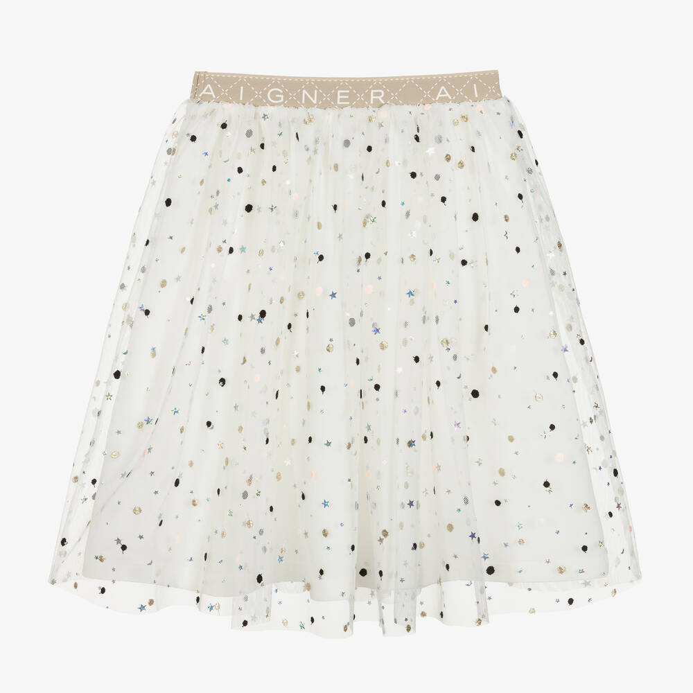 AIGNER - Girls Ivory Tulle Skirt | Childrensalon