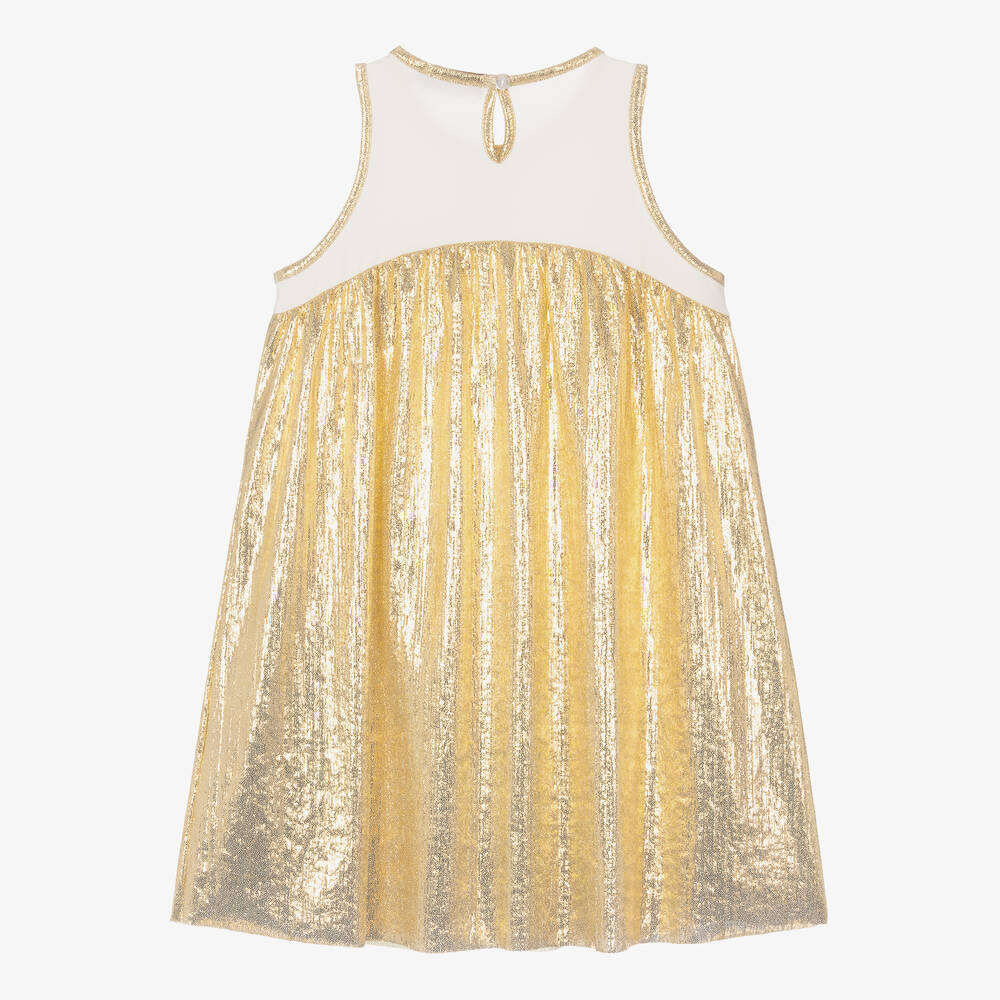 AIGNER-Girls Metallic Gold & Ivory Sleeveless Dress | Childrensalon Outlet