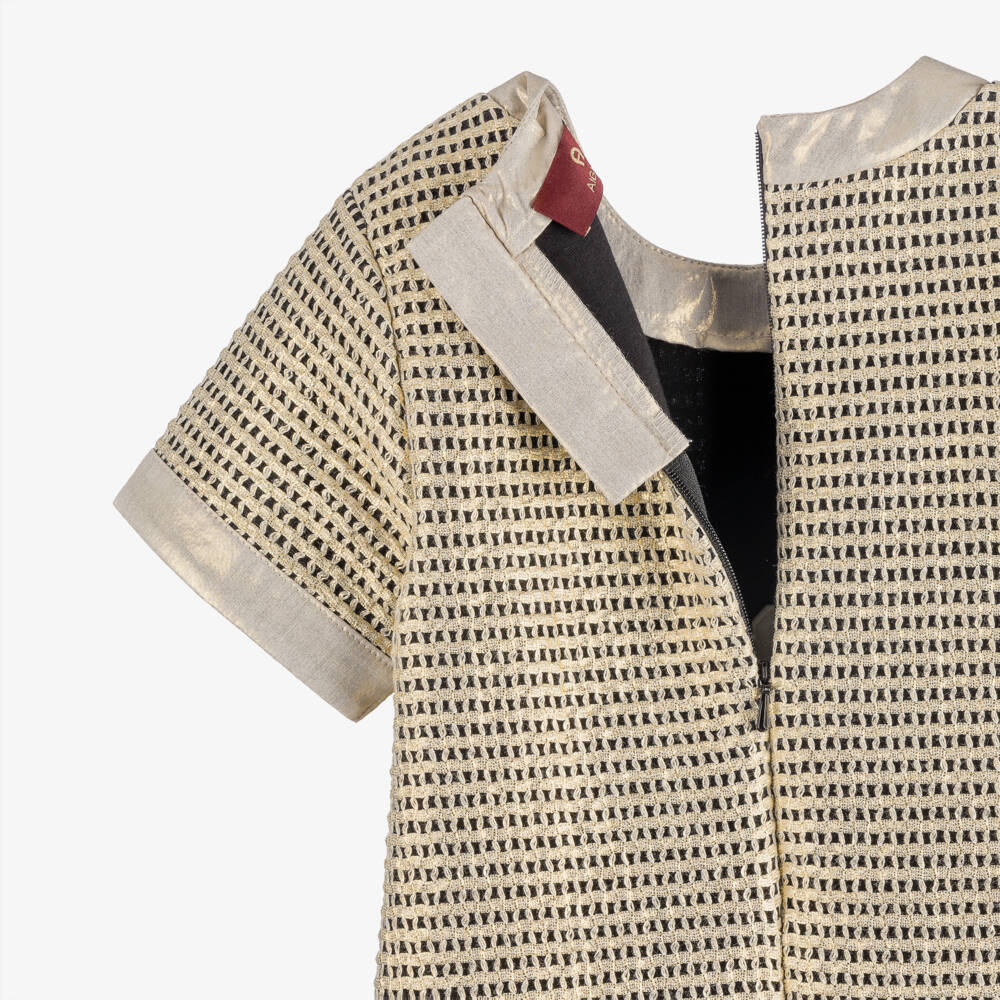 AIGNER-Girls Metallic Gold Weave A-Line Dress | Childrensalon Outlet