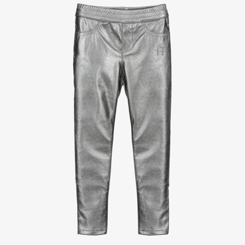 AIGNER - Girls Metallic Silver Trousers | Childrensalon