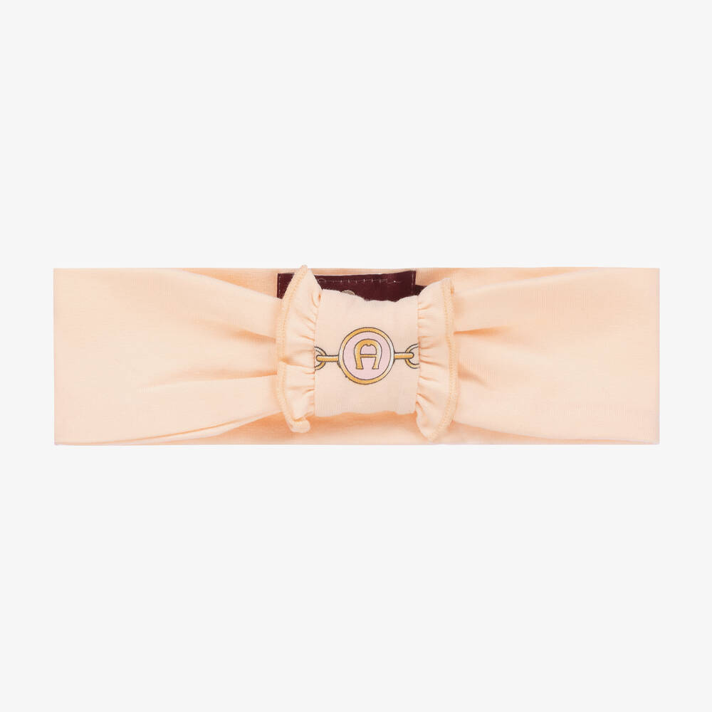 AIGNER - Girls Orange Pima Cotton Headband | Childrensalon