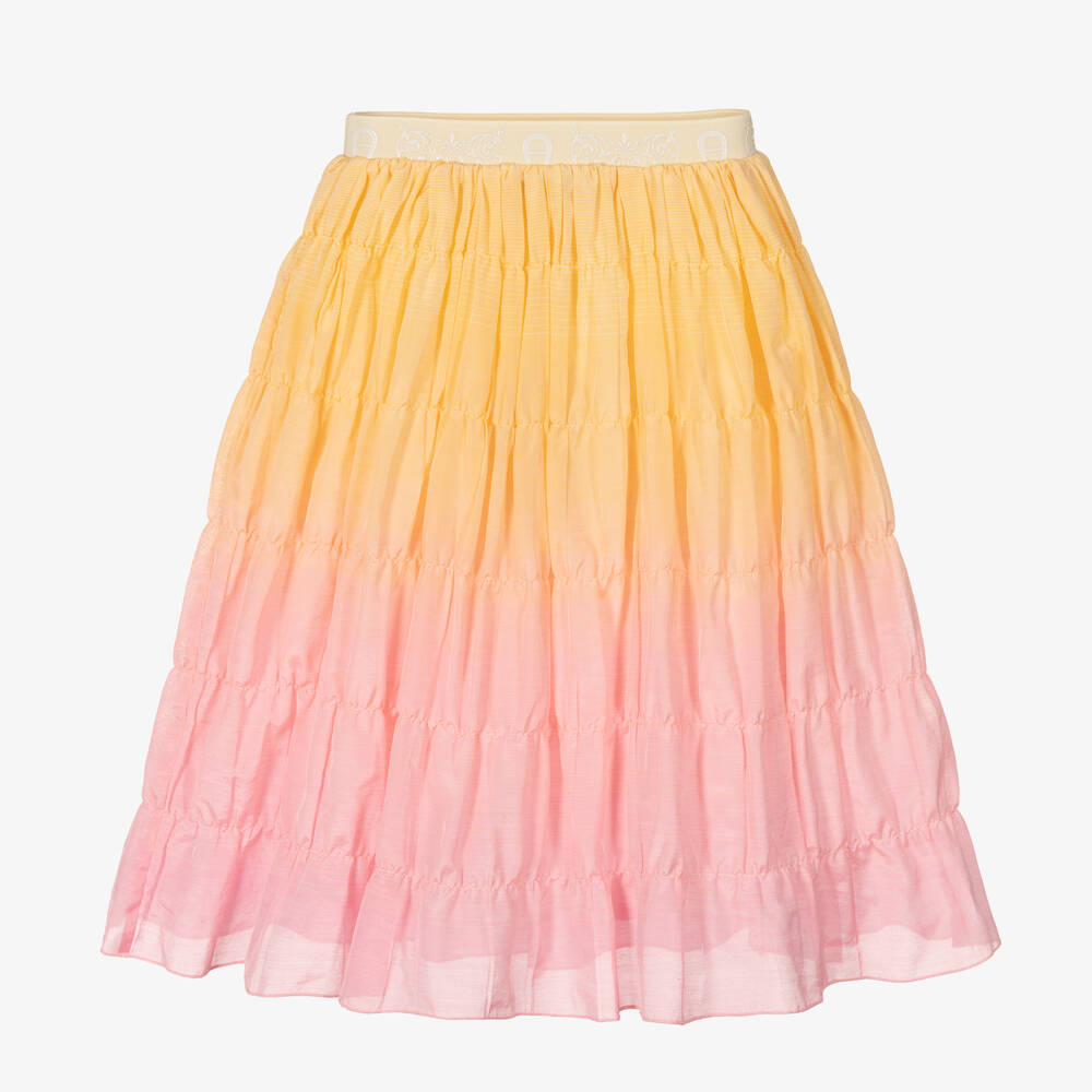 AIGNER-Girls Orange & Pink Ombré Skirt  | Childrensalon Outlet