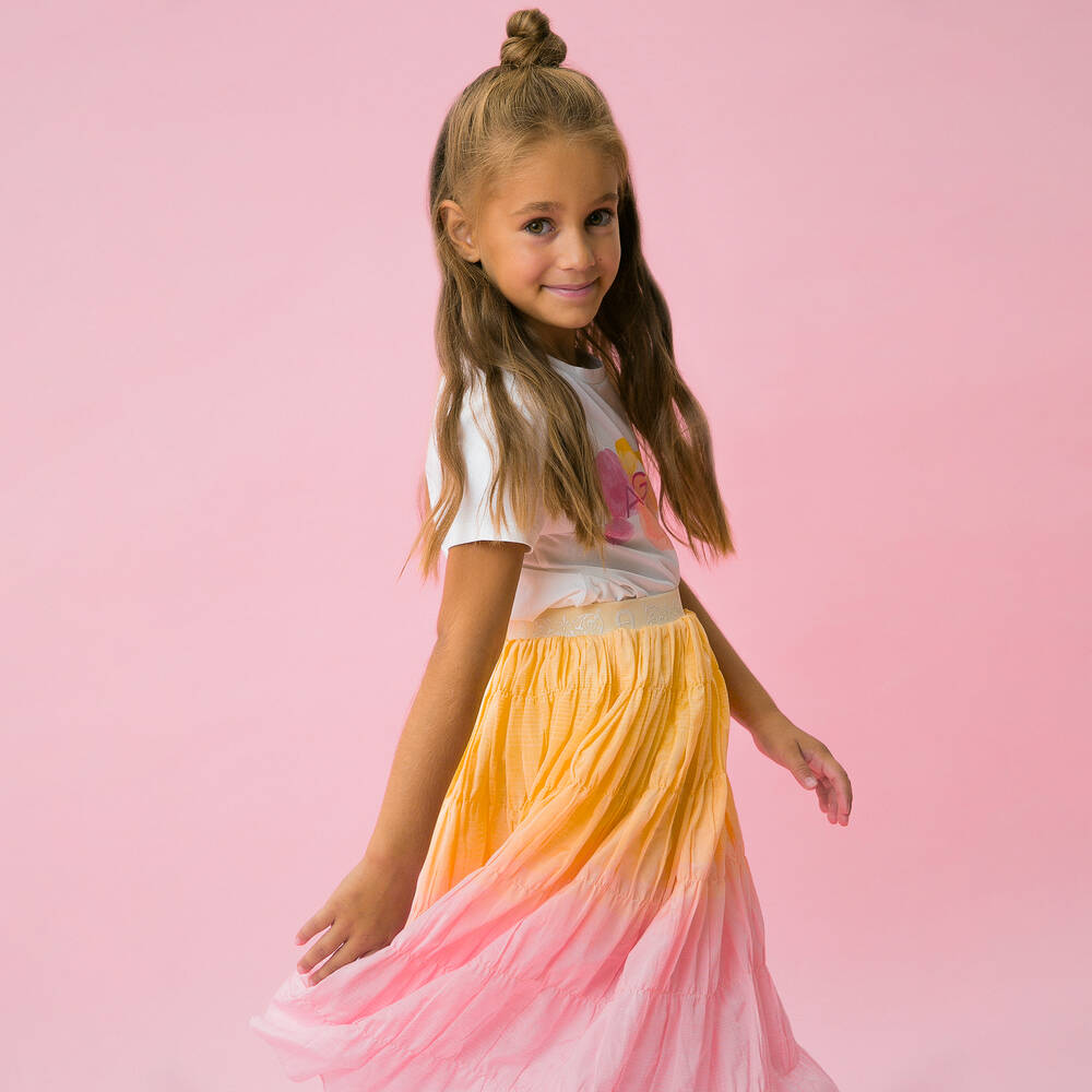 AIGNER-Girls Orange & Pink Ombré Skirt  | Childrensalon Outlet