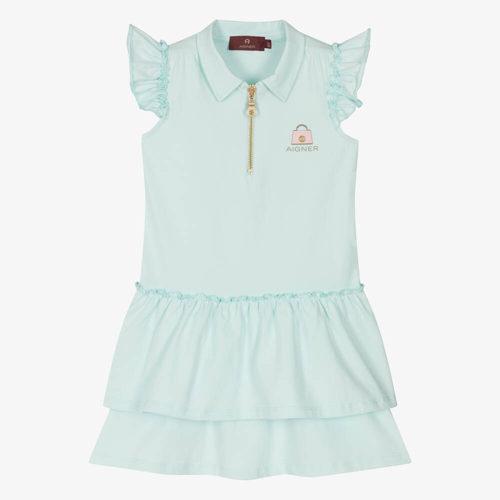 AIGNER-Girls Pale Blue Cotton Polo Dress | Childrensalon Outlet