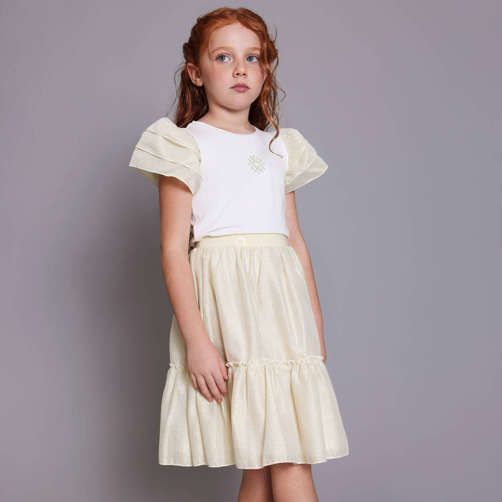 AIGNER-Girls Pale Gold Shimmery Skirt | Childrensalon Outlet