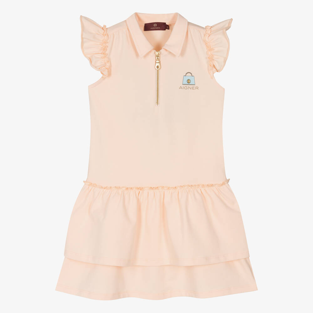 AIGNER-Girls Pale Pink Cotton Polo Dress | Childrensalon Outlet