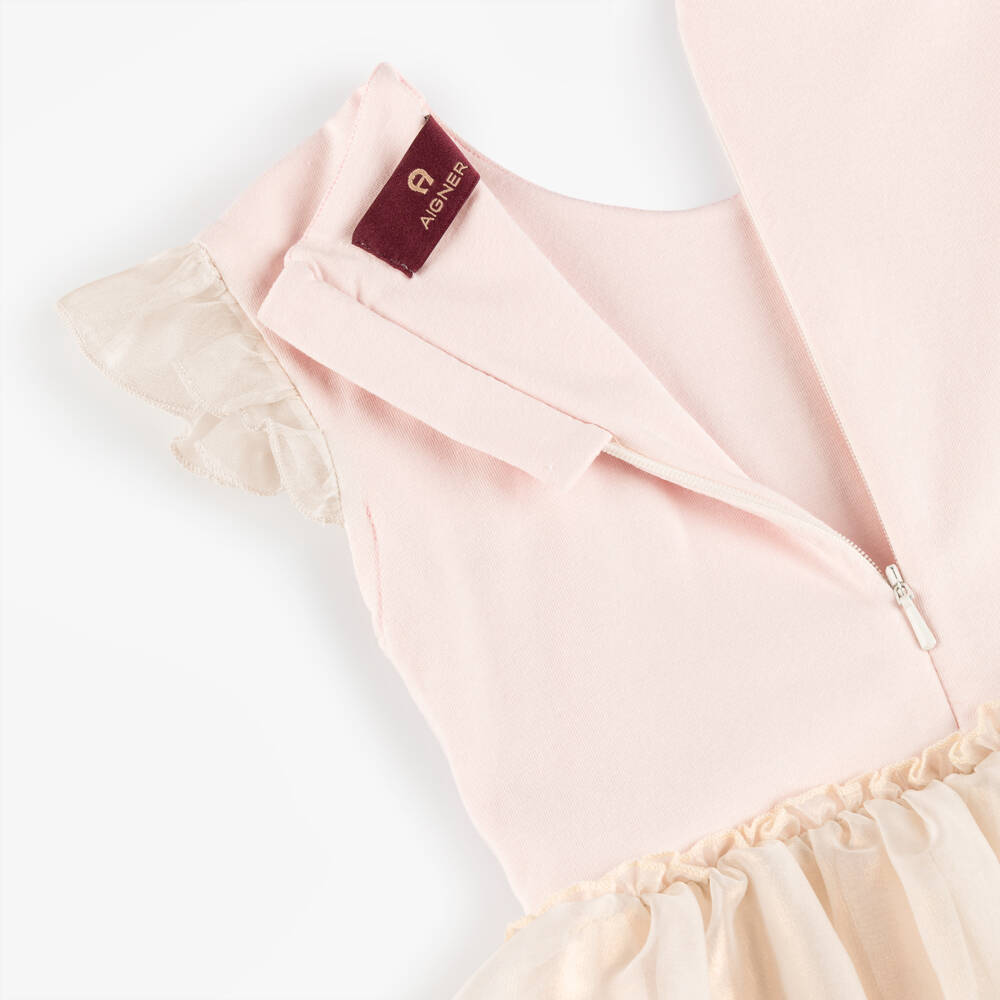 AIGNER-Girls Pale Pink Dress with Chiffon Skirt | Childrensalon Outlet