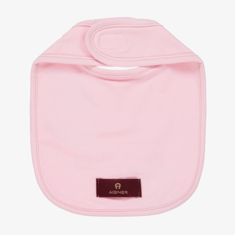 AIGNER-Girls Pale Pink Pima Cotton Logo Bib | Childrensalon Outlet