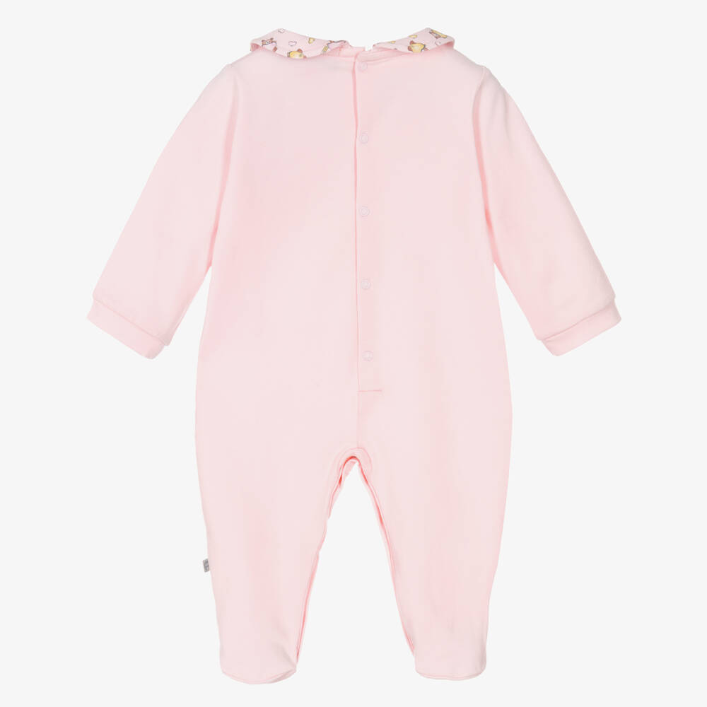 AIGNER-Girls Pale Pink Pima Cotton Teddy Babygrow | Childrensalon Outlet