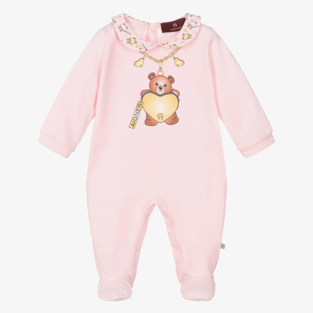 AIGNER-لباس أطفال وردي قطني للبنات مع تصميم دب | Childrensalon Outlet