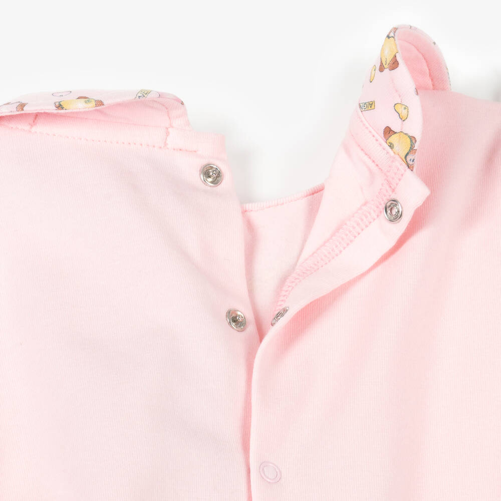 AIGNER-Girls Pale Pink Pima Cotton Teddy Babygrow | Childrensalon Outlet