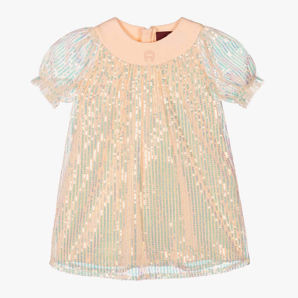 AIGNER - فستان تول مزين بترتر لون زهري | Childrensalon