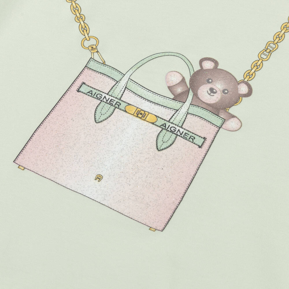 AIGNER-فستان قطني أخضر فاتح للبنات | Childrensalon Outlet