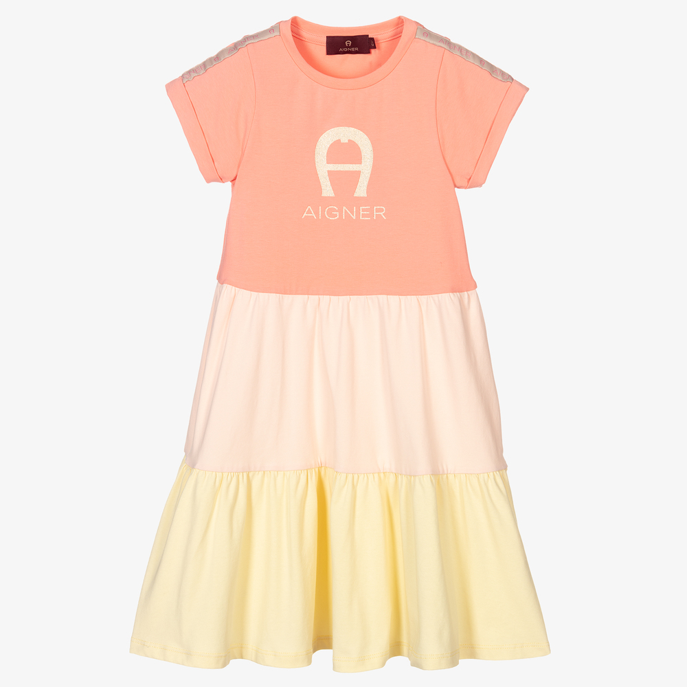 AIGNER - Girls Pastel Pink Cotton Dress | Childrensalon