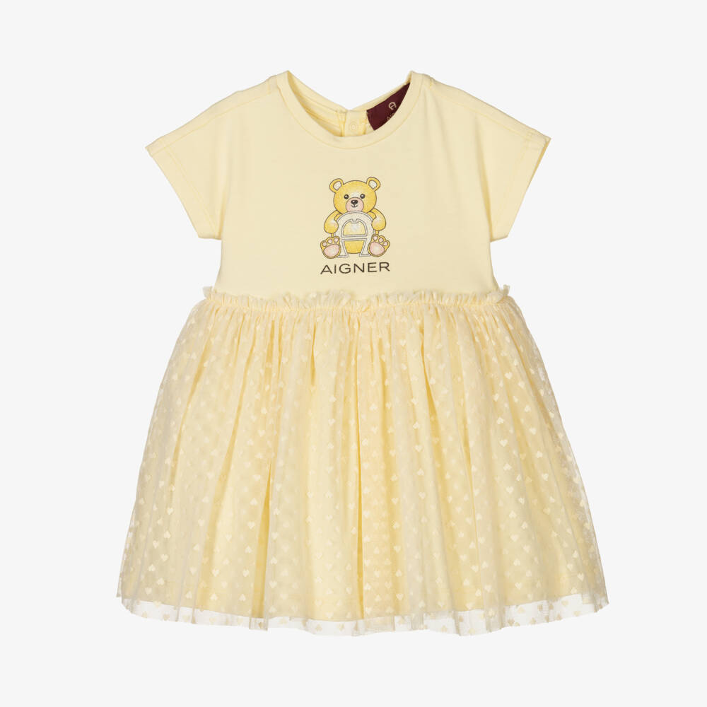 AIGNER-Girls Pastel Yellow Tulle Dress | Childrensalon Outlet