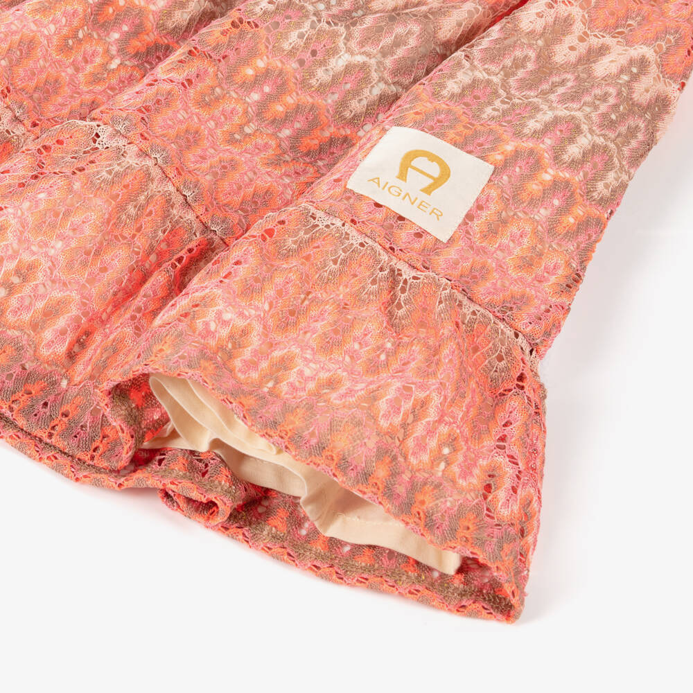AIGNER-Girls Peach Crochet Lace Skirt | Childrensalon Outlet