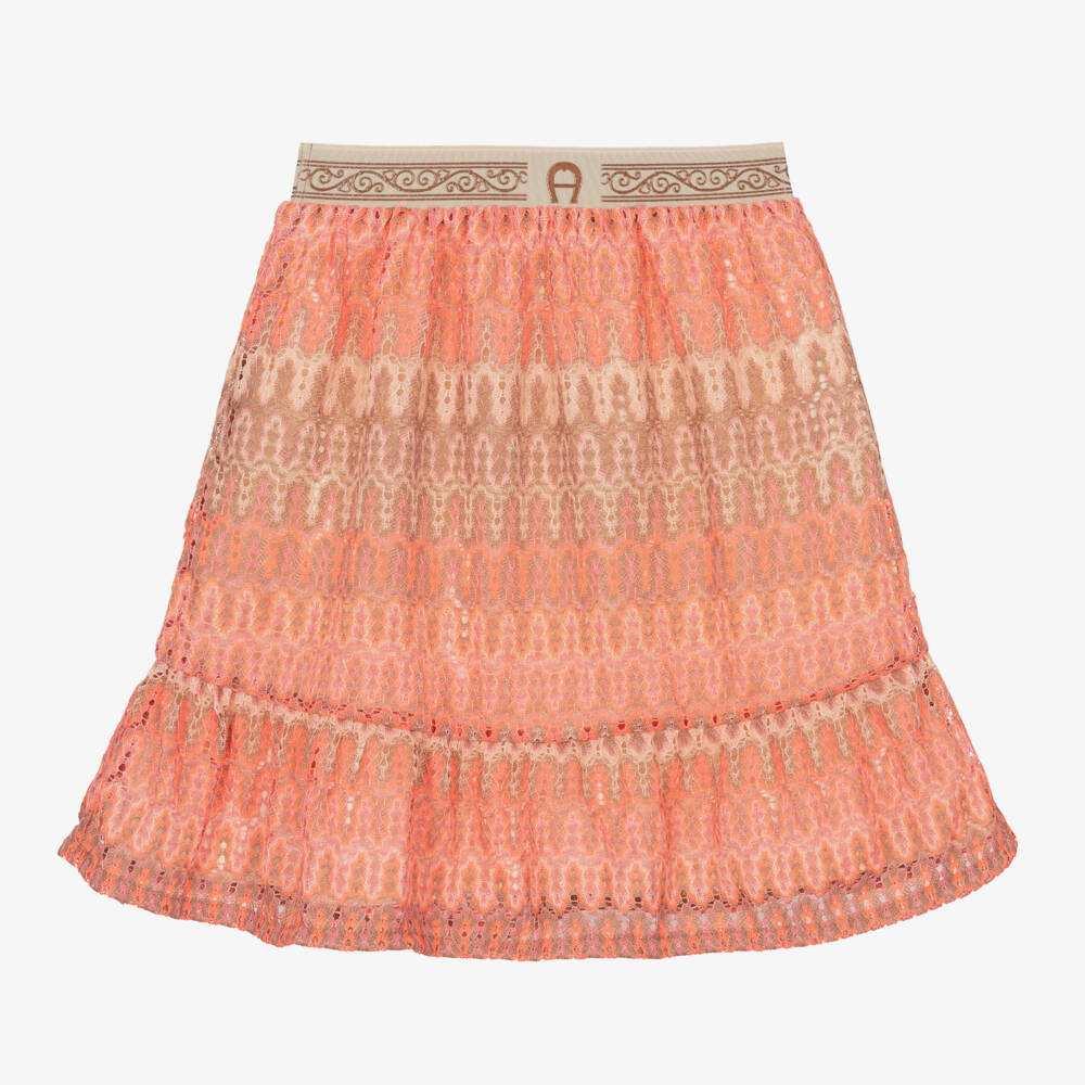 AIGNER-Girls Peach Crochet Lace Skirt | Childrensalon Outlet