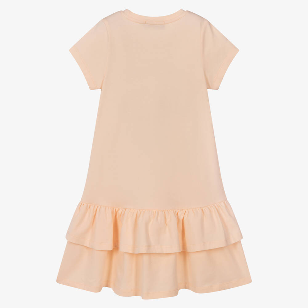 AIGNER-Girls Peach Pink Cotton Jersey Dress with Handbag Print | Childrensalon Outlet