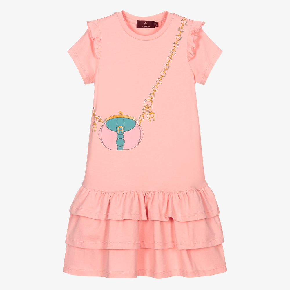AIGNER - Розовое платье с принтом-сумкой для девочек | Childrensalon