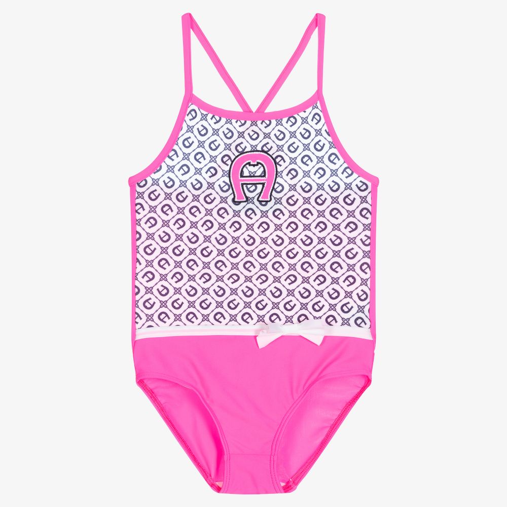AIGNER - Girls Pink & Blue Swimsuit | Childrensalon