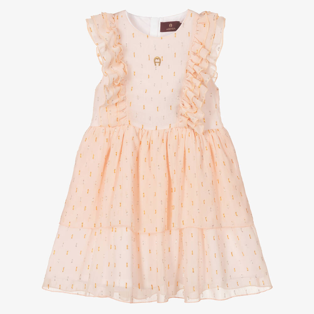 AIGNER - Robe rose en mousseline fille | Childrensalon