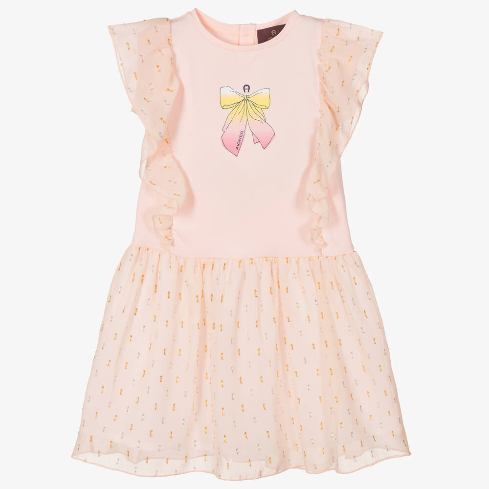 AIGNER - Rosa Baumwoll-Chiffon-Kleid (M) | Childrensalon