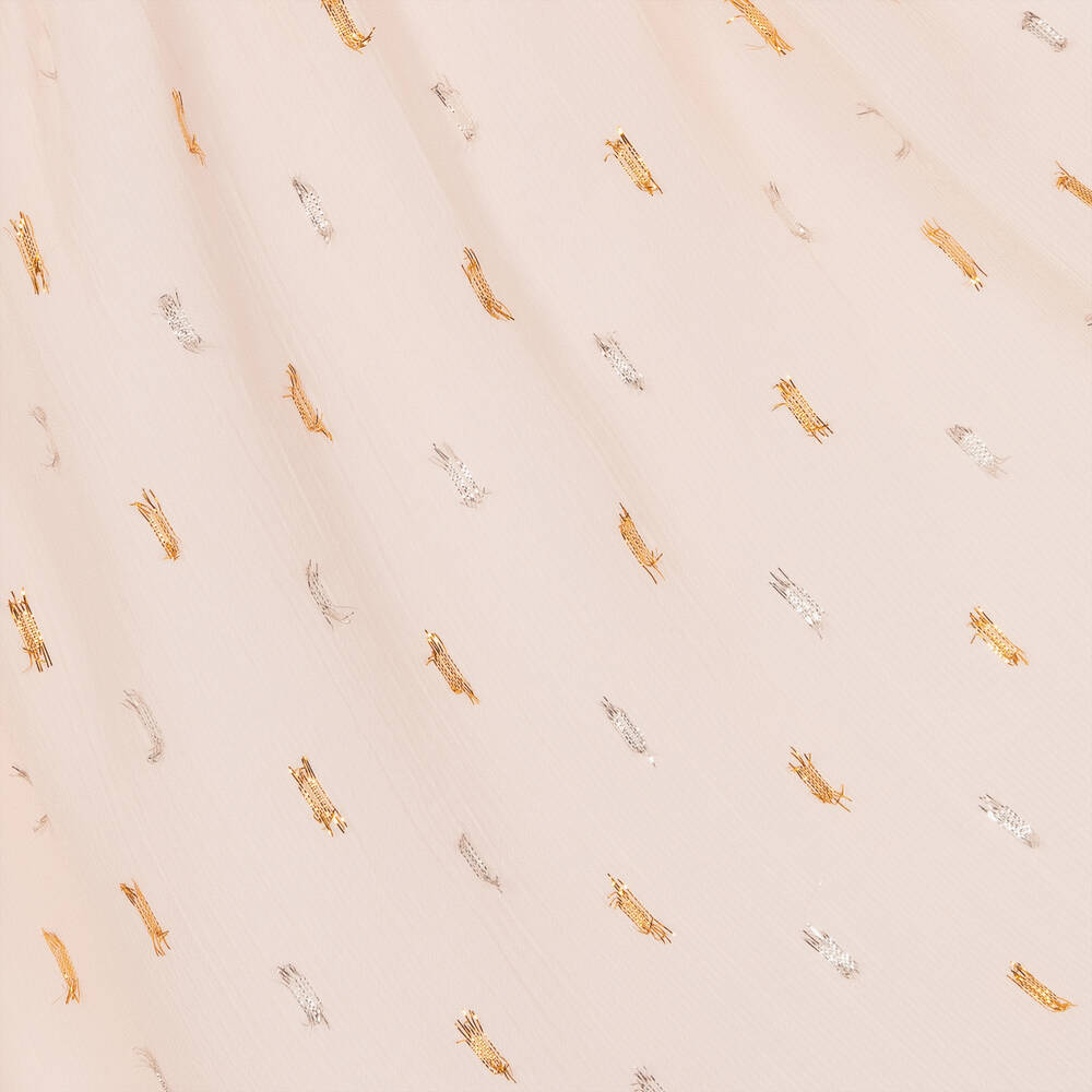 اقنر-فستان قطن فوال وشيفون لون زهري | Childrensalon Outlet