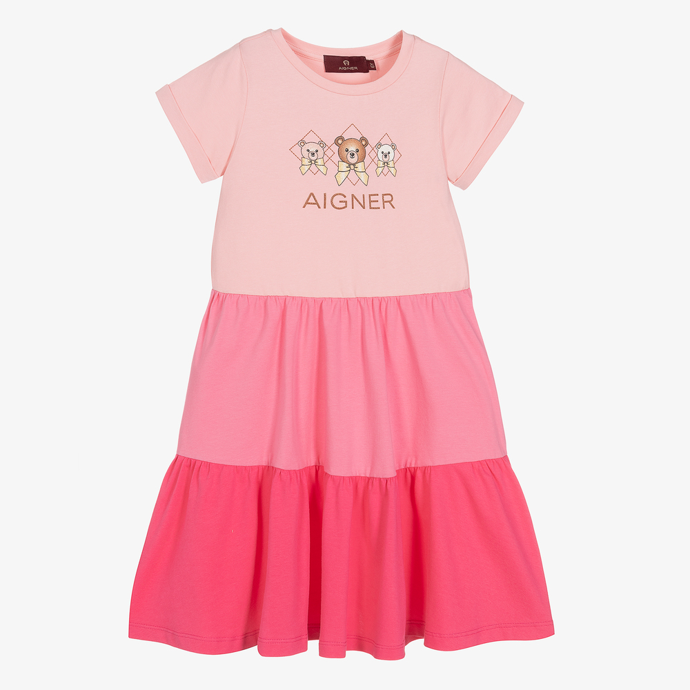 AIGNER - Розовое хлопковое платье для девочек  | Childrensalon