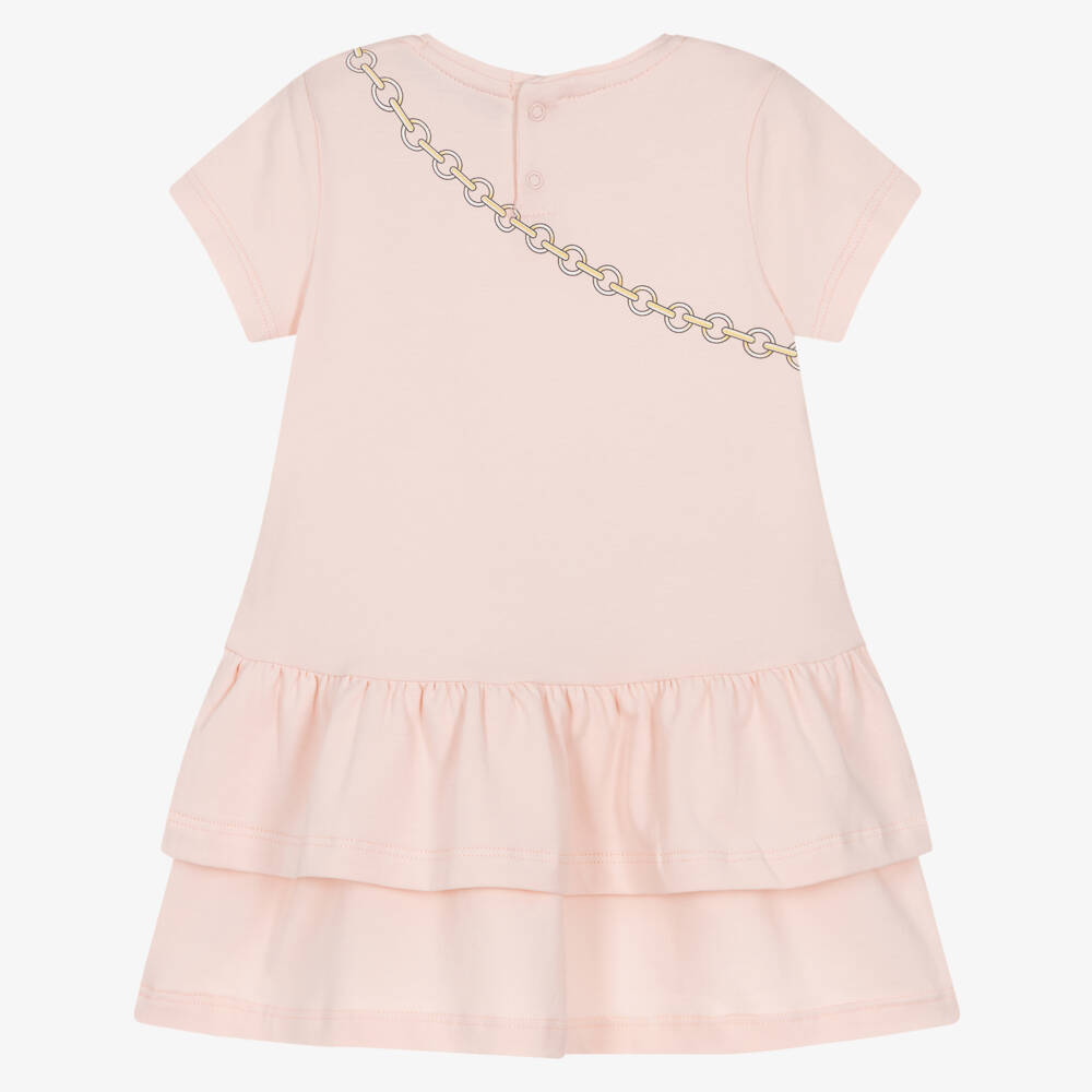 AIGNER-Girls Pink Cotton Dress with Cat & Handbag Print | Childrensalon Outlet