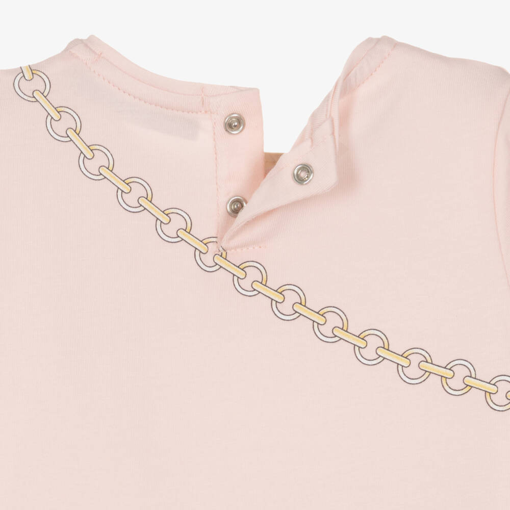 AIGNER-Girls Pink Cotton Dress with Cat & Handbag Print | Childrensalon Outlet