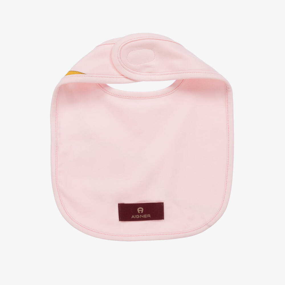 AIGNER-Girls Pink Cotton Feeding Bib | Childrensalon Outlet