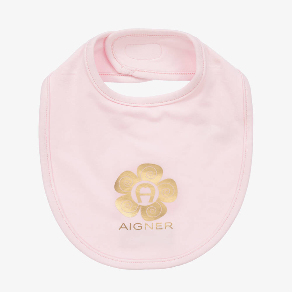 AIGNER-Girls Pink Cotton Floral Bib | Childrensalon Outlet