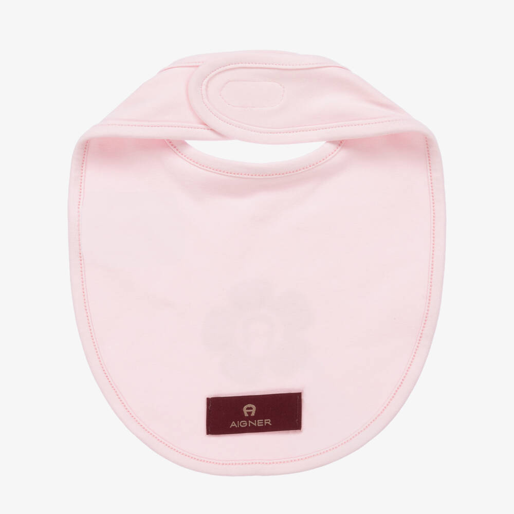 AIGNER-Girls Pink Cotton Floral Bib | Childrensalon Outlet
