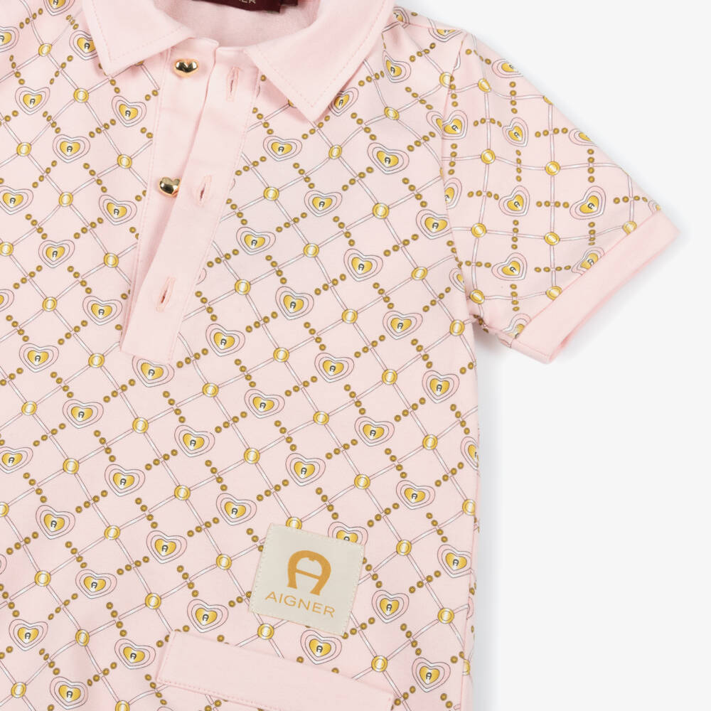 AIGNER-Платье рубашка поло из розового хлопка для девочек | Childrensalon Outlet