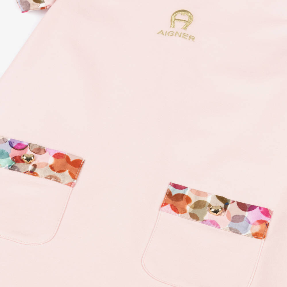 AIGNER-Girls Pink Cotton Jersey 'A' Horseshoe Logo Dress | Childrensalon Outlet