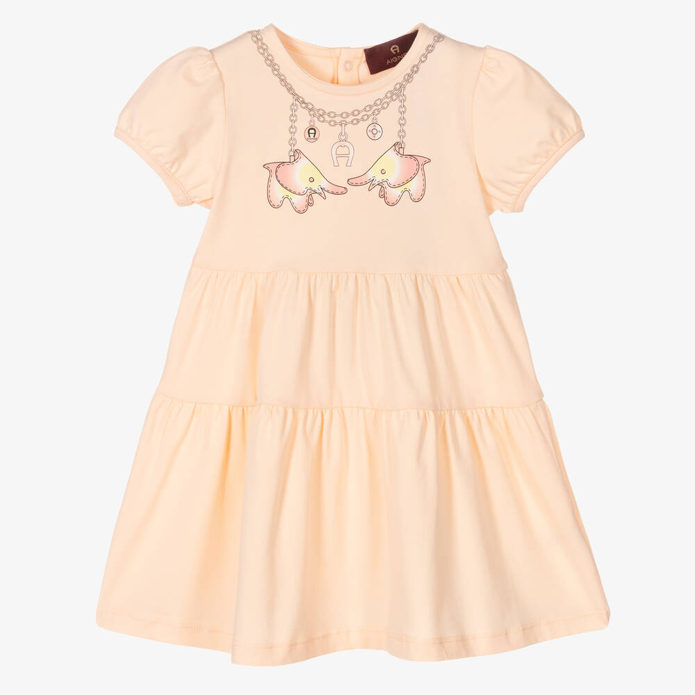 AIGNER - Girls Pink Cotton Jersey Dress | Childrensalon