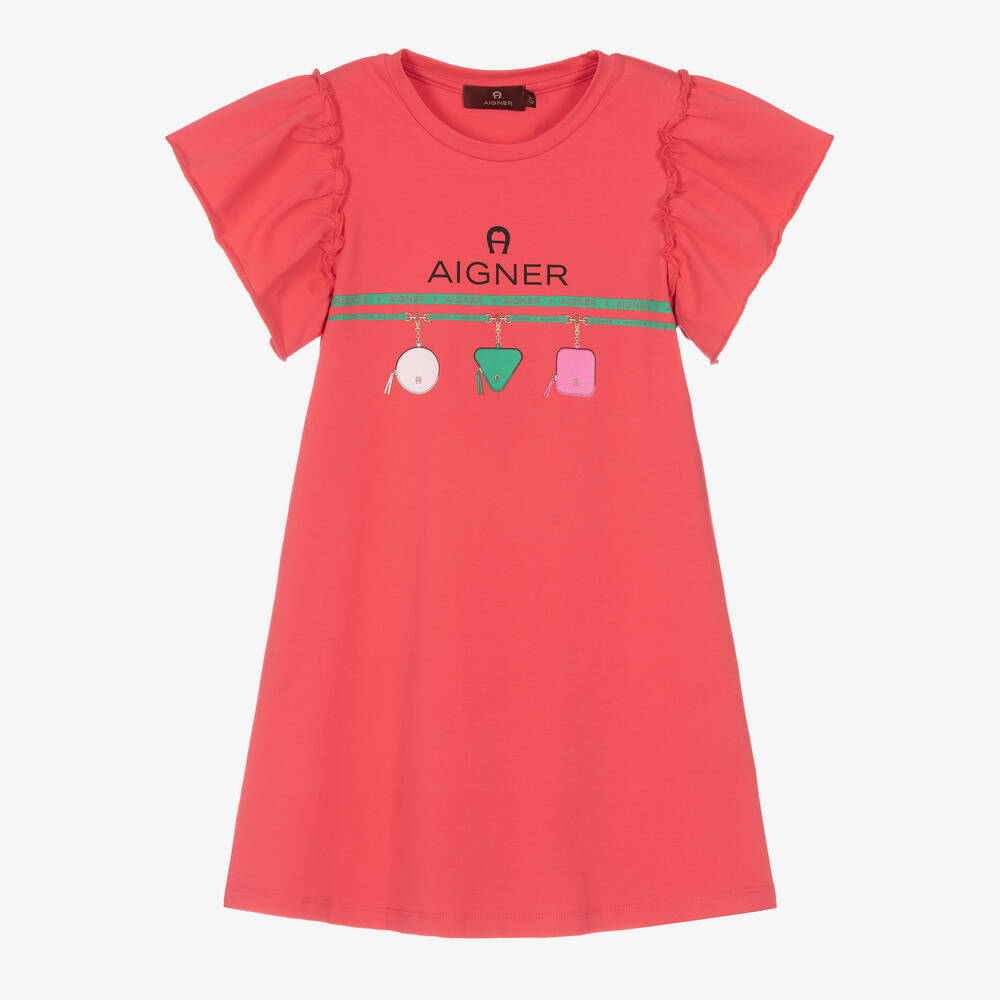 AIGNER - Robe rose en jersey de coton pour fille | Childrensalon