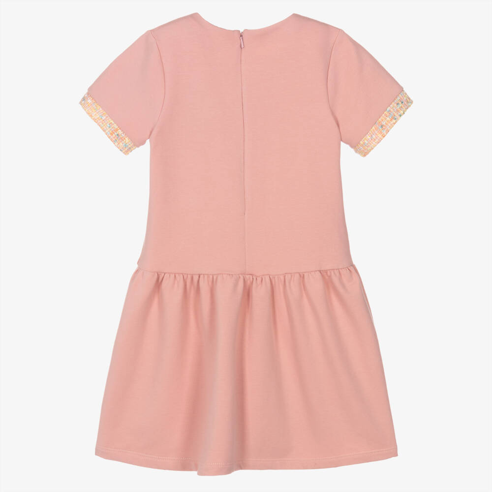 AIGNER-Girls Pink Cotton Jersey & Tweed Bow Dress | Childrensalon Outlet