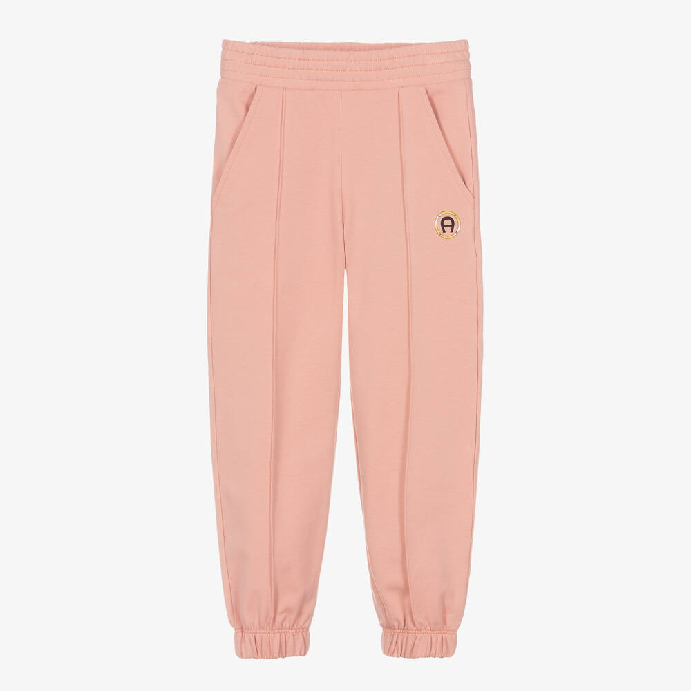 AIGNER - Girls Pink Cotton Joggers | Childrensalon