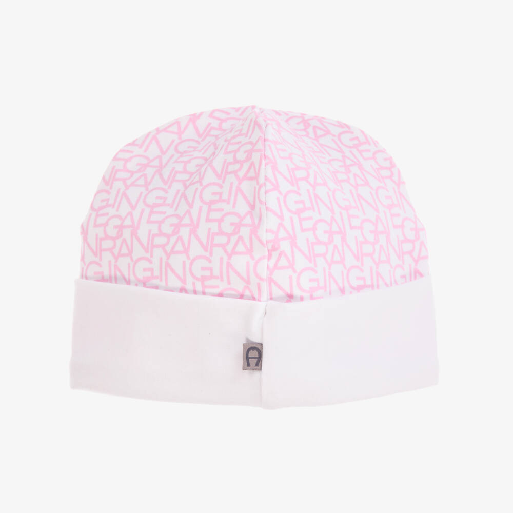 AIGNER-Girls Pink Cotton Logo Beanie | Childrensalon Outlet