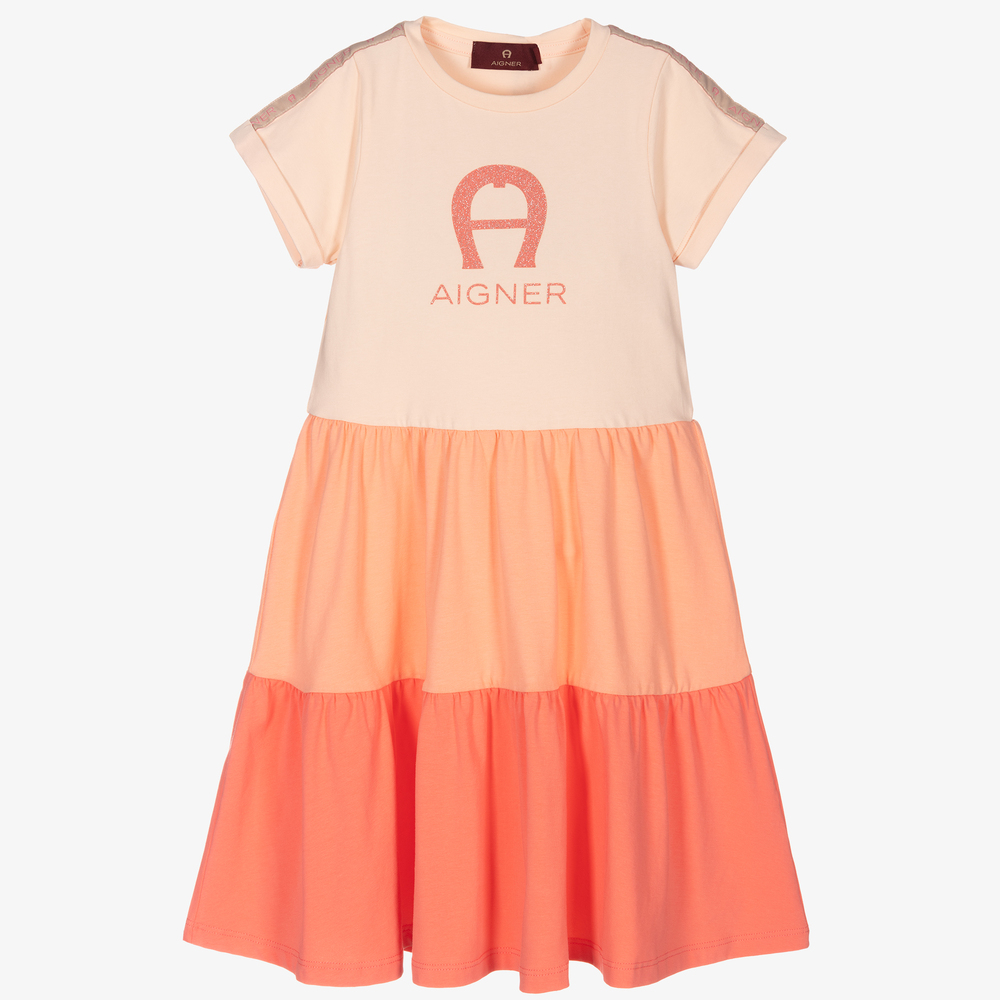 AIGNER - Розовое хлопковое платье для девочек | Childrensalon