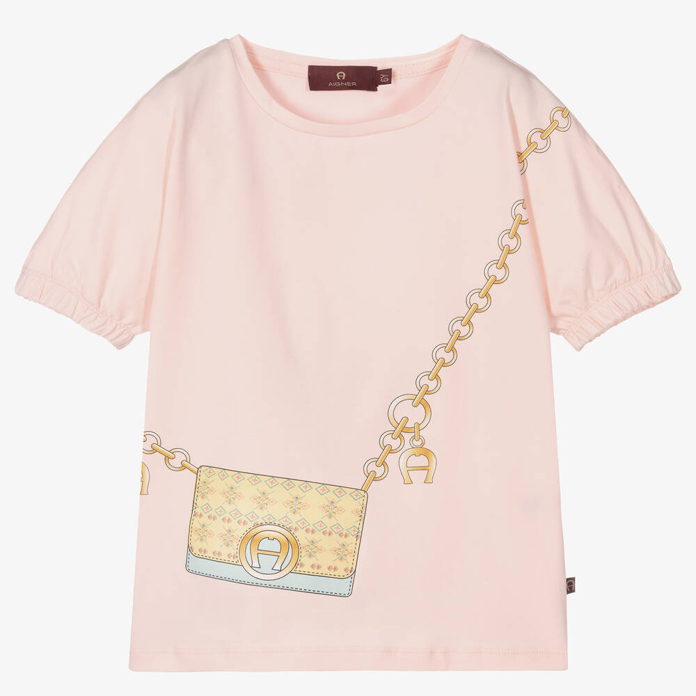 AIGNER - T-shirt rose en coton fille | Childrensalon