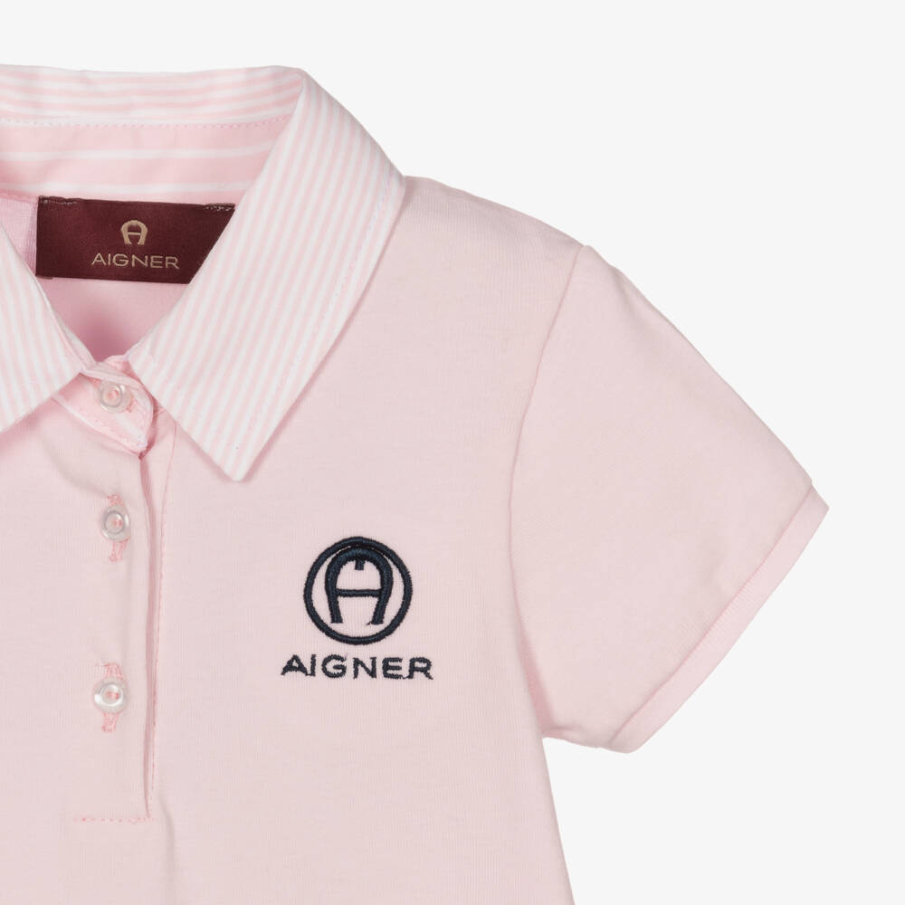 AIGNER-Платье рубашка поло из розового хлопка для девочек | Childrensalon Outlet