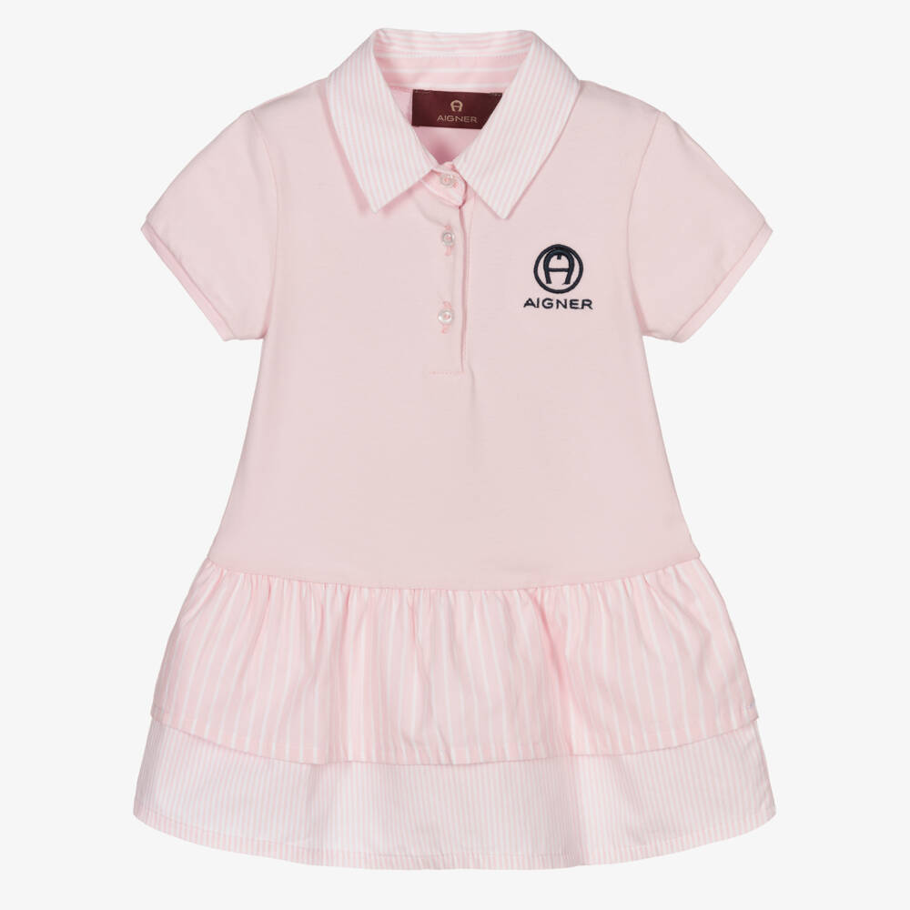AIGNER-Платье рубашка поло из розового хлопка для девочек | Childrensalon Outlet
